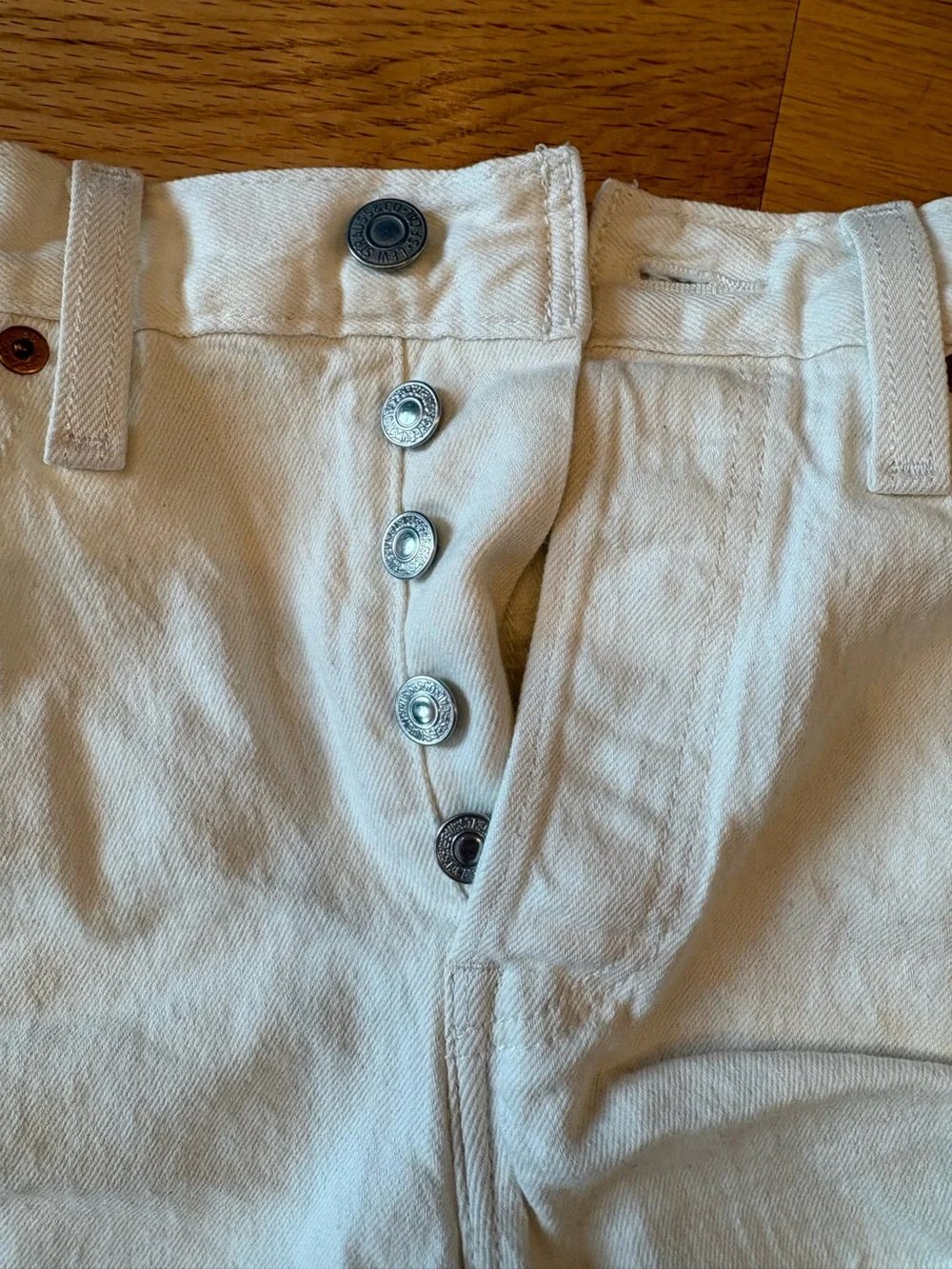 Levi's White Distressed Denim Shorts